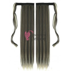 Extensie de par coada cu clema si arici dreapta de 60 cm cod SI66F8613 Brunet cu Blond Deschis